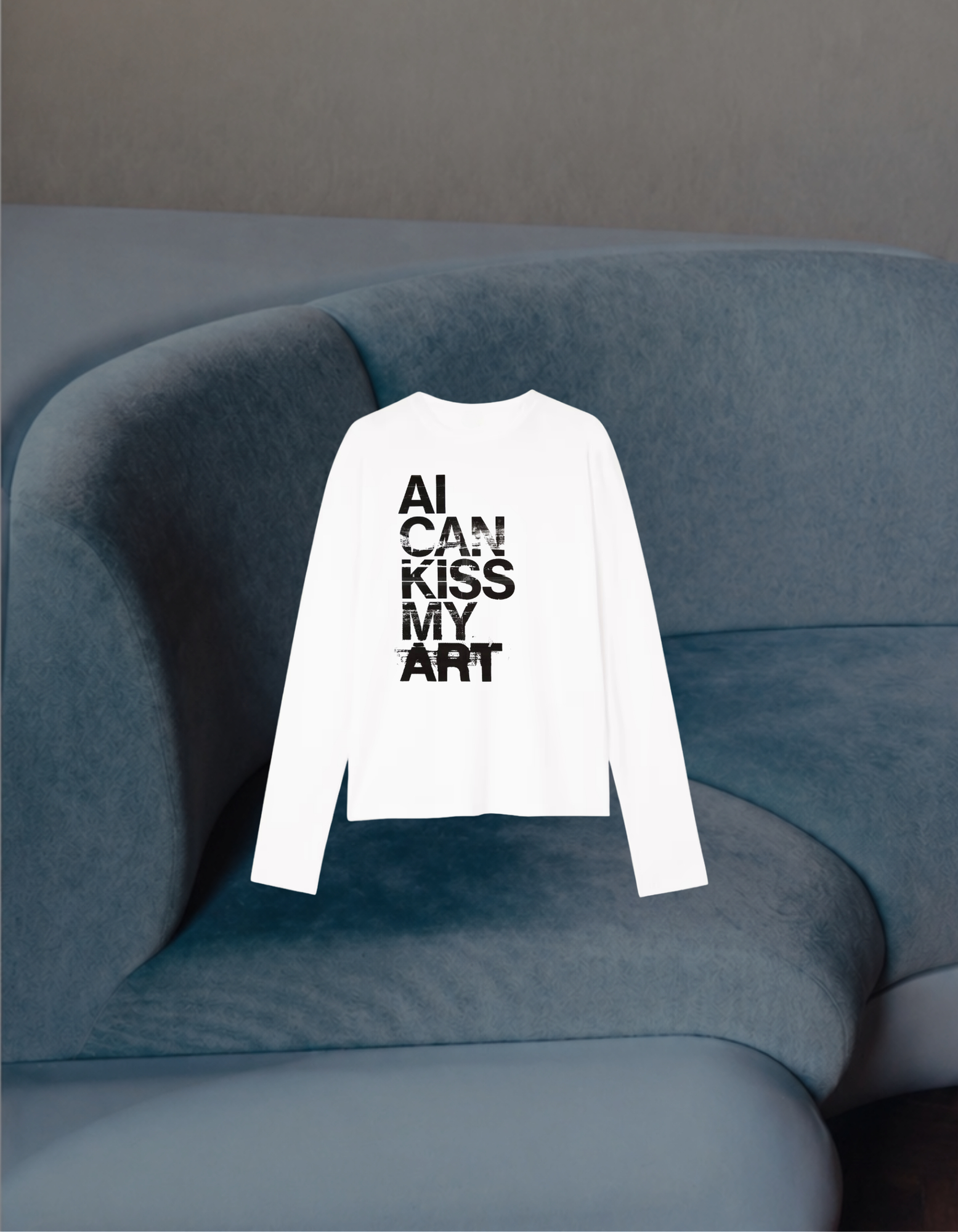 Лонгслів білий «AI Can Kiss My Art»